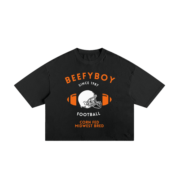 Destroyed Football Crop Top